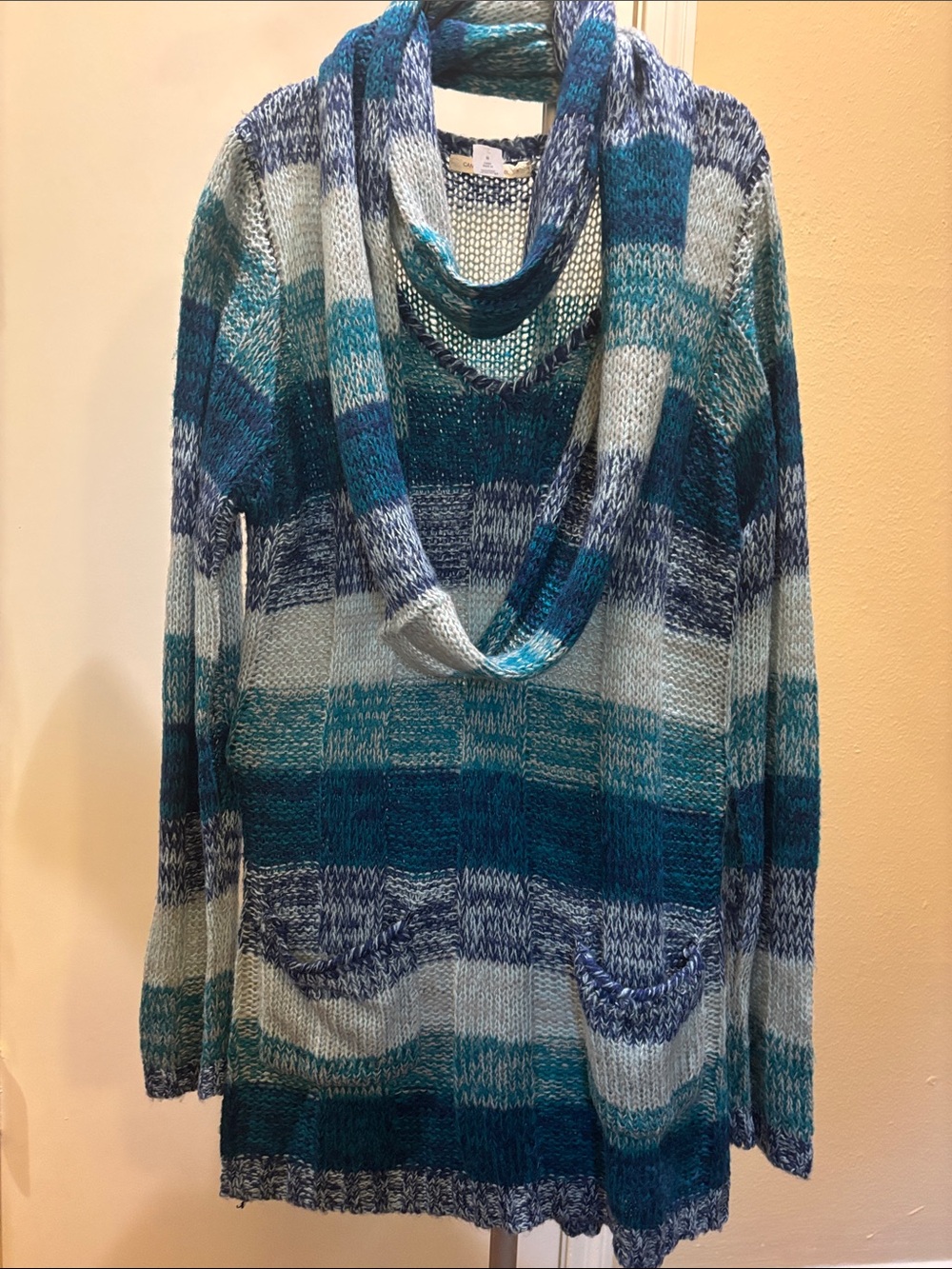 Canyon River Blues Teal, Navy & Light Blue Striped Cowl Sweater